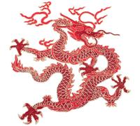 JOINPAYA Écusson Brodé Dragon Chinois Rouge Grand Format Patch Thermocollant Coudre pour Vêtements Réparation et Décoration DIY pour Manteaux Paquet et Pantalons