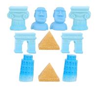 JOINPAYA Ensemble 10 Pièces Maquettes Miniatures de Monuments Célèbres du Monde - Pyramide, Tour de Pise Penchée, Statue Moaï, Arc de Triomphe, Pilier Romain - Accessoires Décoratifs