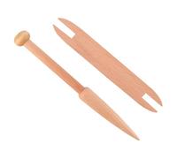 JOINPAYA Ensemble 2 Pièces D’Outils de Tricot DIY en Bois Naturel - Navette et Tige à Tricoter Extrémité - pour Pulls, Écharpes et Tringles à Tapisserie - Accessoires Couture Manuels