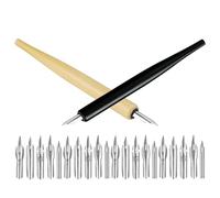 JOINPAYA Ensemble 2 Stylos à Plume en Bois avec 20 Pointes Interchangeables Transparent et Noir pour Calligraphie Dessin Manga et Peinture Artistique Stylos à Dessin Rechargeables