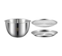 JOINPAYA Ensemble 3 Pièces Bassins Multifonctionnels en Acier Inoxydable, Bol Passoire Inox pour Lavage Riz Légumes, Saladier la Cuisine Stable Antidérapant, Support de Rangement Pratique