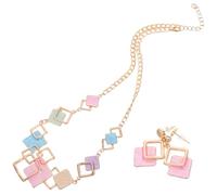 JOINPAYA Ensemble Bijoux Colorés Femmes Collier Boucles D'oreilles Légers Candy Couleur Pastel Polyvalent pour Adolescentes et Usage Quotidien Taille Unique