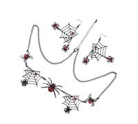 JOINPAYA Ensemble Boucles D’Oreilles Puces et Collier Femme Araignée et Toile D’Araignée 2 Pièces en Alliage Créatif Bijou Halloween Soirée Cosplay et Fête D’Automne