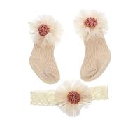 JOINPAYA Ensemble de Chaussettes et Bandeau pour Bébé Accessoires de Photographie Élastique Confortable 100% Coton de Naissance Fournitures pour -Né 2 Pièces