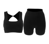 JOINPAYA Ensemble de Sport Femme Noir Taille L/XL, Short de Yoga Respirant et Extensible en Nylon, Tenue de Gym pour Femmes Confortable et Adaptée Fitness et Entraînement