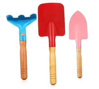 JOINPAYA Ensemble D'outils De Jardinage avec Pelle, Truelle Et Râteau à Manche en Bois pour Jardinage De Précision, Mini Kit D'outils Léger, Acier Inoxydable, Utilisation pour Plantation Et Repiquage