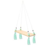 JOINPAYA Étagère Suspendue Créative à Pompons, Étagère de Rangement Suspendue, Bois et Corde de Coton, Vert Clair, Facile à Installer, Capacité de Charge, pour Plantes, Intérieur, à Fixer