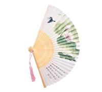 JOINPAYA Éventail Pliant à Main en Bambou et Tissu Style Chinois Motif Lotus d'Été Léger et Portable pour Mariage Danse Traditionnelle et Décoration Intérieure