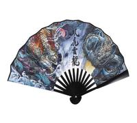 JOINPAYA Éventail Pliant en Soie Vintage Style Chinois, 1 Pièce, Ventilateur Portatif Léger pour Mariage et Fête, Accessoire Décoratif pour Danse et Spectacles, Motif Dragon Traditionnel