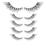 JOINPAYA Faux Cils à Effet Œil de Chat 5 Paires Bande de Cils Naturels Doux et Légers pour Maquillage Quotidien et Soirées Matériau Confortable