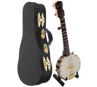 JOINPAYA Figurine de Banjo Miniature en Bois, Modèle Décoratif Noir | Finition Cuivre et Plastique, Étui de Rangement Inclus, Reproduction Miniature, pour Salle de Pratique et Anniversaire