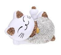 JOINPAYA Figurine de Chat Solaire Or Strass pour Voiture, Décoration Créative et Brillante, pour Tableau de Bord et Chambre
