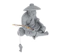 JOINPAYA Figurine de Pêcheur Chinois Réaliste pour Décoration de Jardin, Micro-Paysage et Bonsaï, Statue Miniature de Vieux Pêcheur Canne à Pêche, Ornement Extérieur Résistant et Décoratif