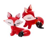 JOINPAYA Figurines de Renard en Verre Soufflé Rouge, Mini Décorations de Dessins Animés 2 Pièces, Ornements Mignons pour Maison et Jardin, Petites Sculptures d'animaux Décoratives