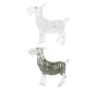 JOINPAYA Figurines Puzzle 3D Chèvre en Cristal de Simulation, Lot de 2 Pièces Gris et Transparent, Sculpture Décorative Artisanale pour Maison et Bureau, Jeu Puzzle Animaux Moderne