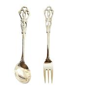 JOINPAYA Fourchette et Cuillère à Dessert Anglaises Vintage en Acier Inoxydable Doré, Ensemble Creux 2 Pièces pour Vaisselle Anglaise, Fourniture Cuisine Élégante et Présent Raffiné