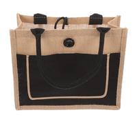 JOINPAYA Fourre-Tout Imperméable en Toile de Jute Noire, Grand Paquet de Courses à Bouton-Pression, Cabas Réutilisable avec Anses, pour Épicerie, Plage et Voyages, Grand Volume Polyvalent