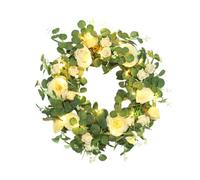 JOINPAYA Guirlande Décorative à Suspendre Couronne de Camélias Artificiels Verts, 1 Pièce 1 Guirlande Lumineuse Intégrée, Décoration Intérieure pour Porte et Salon, Couronne D'été Réaliste