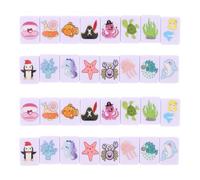 JOINPAYA Jeu de Mahjong 48 Tuiles Animaux Marins pour 2 Joueurs Coffret Portable Compact Jeu D’Association Familial pour Fêtes en Bord de Mer et Vacances