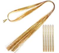 JOINPAYA Kit de 6 Mèches de Cheveux Pailletées Dorées, Extensions à Paillettes pour Femmes et Filles, Accessoires Brillants en Polyester pour Coiffure Festive et Usage Quotidien