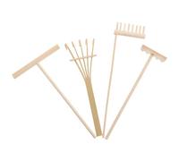JOINPAYA Kit de Jardin de Sable Miniature 4pcs en Bois Mini Râteaux Zen pour Décoration Maison et Contemplation, Accessoires Zen pour Bac à Sable et Paysage Miniature