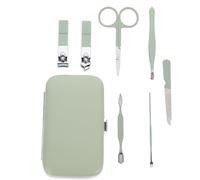 JOINPAYA Kit de Manucure et Pédicure Multifonction 7 Pièces, Outils en Acier Inoxydable, Couleur Vert Matcha, Coupe-ongles, Pousse-cuticules, Pincettes et Nettoyeur, pour Soins des Mains