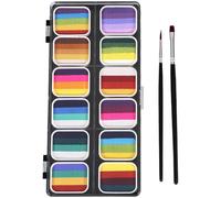 JOINPAYA Kit de Maquillage Corps 12 Couleurs Dégradé Lavable Palette de Peintures Visage Corps avec 2 Pinceaux, Peinture Corporelle Acrylique Mate et Nacrée, Halloween et Festivals