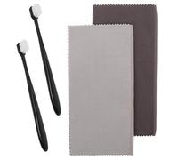 JOINPAYA Kit de Nettoyage pour Bijoux en Argenté avec 2 Chiffons Anti-Ternissement Bicolores et 2 Brosses Douces Noires Polissoir Précis pour Colliers Bracelets et Argenterie pour