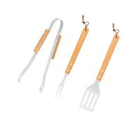 JOINPAYA Kit D'ustensiles De Barbecue en Acier Inoxydable 3 Pièces Manches en Bois pour Barbecue en Extérieur, Camping Et Fêtes, Accessoires Solide Et Complets pour Gril Professionnel