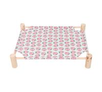 JOINPAYA Lit Surélevé pour Chien Respirant Cadre Bois Lavable Rafraîchissant pour Voyages Camping Intérieur Extérieur