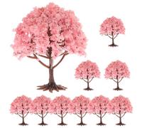 JOINPAYA Lot de 10 Arbres Miniatures Artificiels Roses de 8 CM Socle Accessoires Décoratifs DIY pour Maquettes Bureaux et Photos Créatives