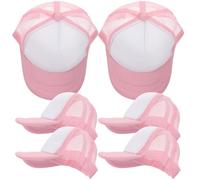 JOINPAYA Lot de 10 Casquettes de Baseball à Sublimer Maille Respirante en Polyester Bouton-Pression Réglable Couleur Rose Casquettes Vierges DIY pour Sublimation Thermique Adaptées
