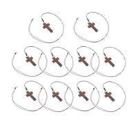 JOINPAYA Lot de 10 Colliers Pendentifs Croix en Bois Vintage Bijou Religieux Unisexe Accessoire Hypoallergénique pour Cérémonie Décoration Noël à Suspendre Collier de Prière Homme et