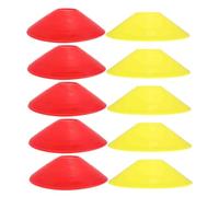 JOINPAYA Lot de 10 Cônes de Disque pour Entraînement Football, 5 Jaunes et 5 Rouges, Accessoires Légers en Plastique, pour Agilité et Marquage de Terrain en Extérieur