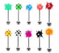JOINPAYA Lot De 10 Goujons De Langue Bijoux De Piercing Corporel Créatifs Décor De Goujon De Langue Coloré Accessoires Pour La Taille 3.20 X 0.75 X 0.15 Cm