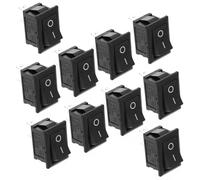 JOINPAYA Lot de 10 Interrupteurs à Bascule Mini 15x21 Mm Noir, 2 Positions Marche/arrêt, Plastique Résistant, 2 Broches Solides, pour Équipements Électroniques et Accessoires Nautiques