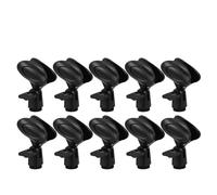 JOINPAYA Lot de 10 pinces de microphone universelles réglables en plastique, pinces à ressort pour microphone, accessoires pour diffusion radio, studio et scène, noir