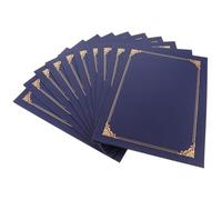 JOINPAYA Lot de 10 Porte-Certificats Bleu Finition Dorée Couverture de Document Résistante en Papier Protection pour Certificats Diplômes et Récompenses Format Standard Usage Bureau