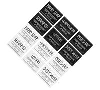 JOINPAYA Lot de 12 Étiquettes Imperméables pour Salle de Bain Autocollants Adhésifs 90X67 MM Blanc et Noir pour Bouteilles de Shampoing Savonnette Liquide et Après-Shampoing