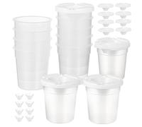 JOINPAYA Lot de 12 Godets à Peinture Anti-déversement Blancs avec Couvercles - Gobelets Mélangeurs en Plastique Pp Réutilisables, Mini Palettes Empilables pour Activités Artistiques Garçon