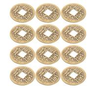 JOINPAYA Lot de 12 Pièces de Monnaie Anciennes en Laiton Feng Shui Chinoises, Accessoires de Divination Traditionnelle I Ching, Ornements Chance et Prospérité pour Voiture et Décoration