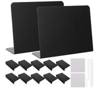 JOINPAYA Lot de 12 set de Mini Tableaux Noirs Multifonctionnels 10 X 75 CM en Plastique Panneaux de Prix Réutilisables pour Restaurants et Bureaux Incluant 2 Craies Blanches et 2