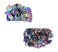 JOINPAYA Lot de 2 Amas de Cristaux Naturels Multicolores Electroplaqués, Décorations en Pierres Naturelles de 15g et 30g, Ornements Uniques pour Bureau et Maison, Accessoires Feng Shui