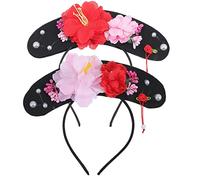 JOINPAYA Lot de 2 Bandeaux Décoratifs Hanfu Traditionnels Chignon, Coiffes Chinoises de Fête en Tissu Rouge et Rose, Accessoires Cheveux pour Cosplay et Costumes Chinois