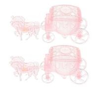 JOINPAYA Lot de 2 Boîtes à Bonbons de Calèche, Plastique Transparent Rose, Coffret Dragées pour Mariage et Anniversaire, Boîte D’emballage Festive et Rangement pour Petits Objets, Décor