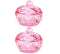 JOINPAYA Lot de 2 Bols Dappen en Verre Rose Couvercle, Coupelles à Tremper pour Monomère Liquide et Poudre Acrylique, Récipient Octogonal pour Manucure et Nail Art Professionnels,
