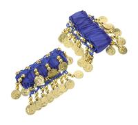 JOINPAYA Lot de 2 Bracelets de Cheville de Danse Orientale en Alliage Bleu Roi Taille Unique Clochettes Sonores et Pièces de Monnaie Accessoires pour Spectacles et Danses du Ventre