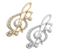 JOINPAYA Lot de 2 Broches Décoratives de Notes de Musique Ornées de Cristaux Finition Métal Doré et Argenté Accessoires Élégants pour Vêtements Féminins pour et Usage Quotidien