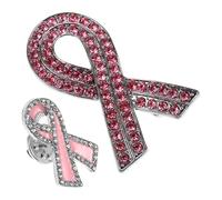 JOINPAYA Lot de 2 Broches en Alliage avec Ruban Rose en Cristaux, Épingles de Sensibilisation Cancer du Sein, Accessoires de Revers pour Femmes, Soutien et Prévention, Présent Soin