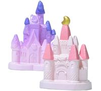 JOINPAYA Lot de 2 Châteaux Miniatures Féeriques Décoratifs Micro-Paysage de Jardin et Bureau Ornement de Terrarium en Mousse Décorations pour Mini-Jardins et Succulentes Couleur Violet